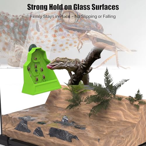 7"x3"x7" Reptile Corner Feeding Bowl, Anti-Escape Insect Feeder with Strong Suction Cup, Thick PVC Worm Dish for Glass Terrariums, Chameleons, Geckos and Lizards - size: Large