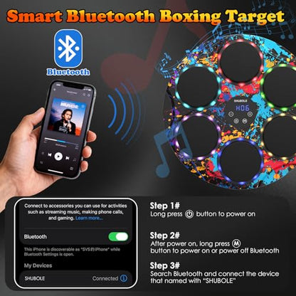 Music Boxing Machine with Gloves - Wall Mounted Punching Trainer for Adults & Kids, 9-Speed Punch Game, Wall Boxing Punching pad, 2025 Upgrade Gifts for Boys Age 6+ - style: Graffiti