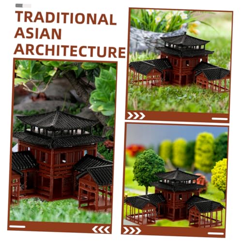 Miniature Pagoda Figurines Ancient Inn Landscape Model Aquarium Decor Ornaments for Fish Tank Bonsai Figurines Japanese Zen Garden and Micro Landscape 3.14 X 3.14 X 2.36 in