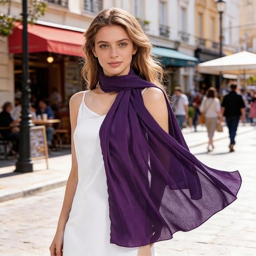 Chiffon Shawls and Wraps - Lightweight Scarve for Women Evening Dresses Wedding Bridal Formal Party - color: Purple