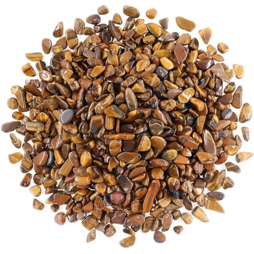 WAYBER Natural Crushed Golden Tiger's Eye Quartz Decorative Pebbles, 2 Lbs | Toxin-free, Colorfast, Great for Reiki Healing, DIY Crafts, Vase Filler, Aquarium Landscaping & Planter Décor - color: Brown, size: 2 Pounds