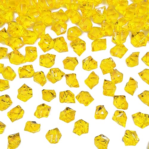 Yellow Vase Fillers for Home Decor, Fake Crushed Ice Cubes, Vase Fillers, 150 pcs Reusable Fake ice Cubes for Photography Accessories Props Decoration for Wedding - color: Yellow-16*22mm-150pcs