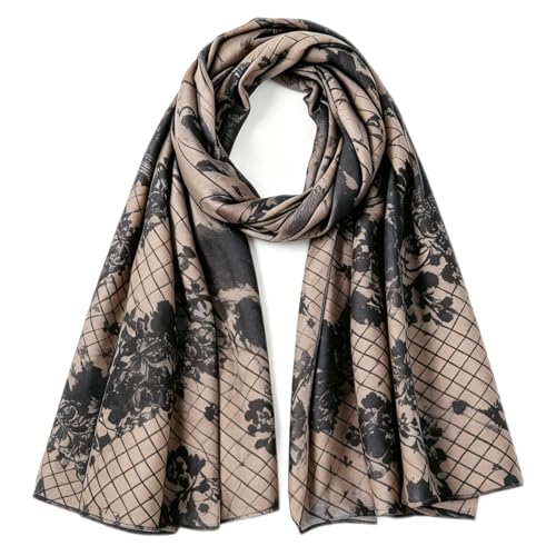 Hijab Scarf for Women Fashion Printed Modal Hijab Head Wrap Scarves Lightweight Long Scarf Shawls - color: Flower Lace Print