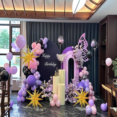 6 Pcs Gold Star Foil Balloons One-Piece 14-Pointed Star Balloon 4D Cone Mylar 22inch Christmas Birthday Wedding Fireworks Shape Party Supplies (Gold) - color: Gold