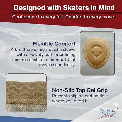 CRS Cross Gel Knee Pads for Ice Skating. 2 Gel Sleeve Knee Pad with Custom Padding for Cushion, Support and Protection of Kneecap / Patella for Figure Skating, Roller, Volleyball, Dance, and Cheer. (Small) - size: Small