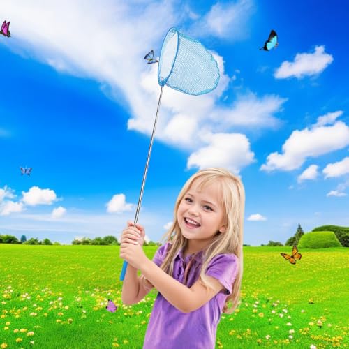 2 Pack Telescopic Butterfly Nets for Kids Outdoor Exploration, Catching Insect Net, Fishing Nets, Outdoor Tools for Catching Bugs Fish Insect Ladybird, Nature Exploration Toys