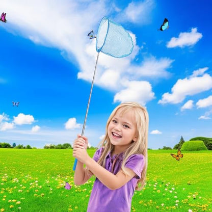 2 Pack Telescopic Butterfly Nets for Kids Outdoor Exploration, Catching Insect Net, Fishing Nets, Outdoor Tools for Catching Bugs Fish Insect Ladybird, Nature Exploration Toys