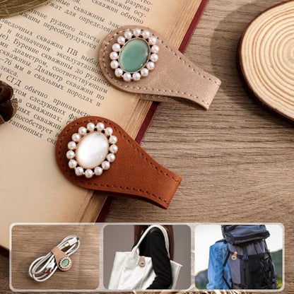2PCS Vintage Magnetic Leather Bookmark, Leather Magnetic Bookmarks for Women, Magnetic PU Bookmarks Clip Book Accessories - style: Baroque