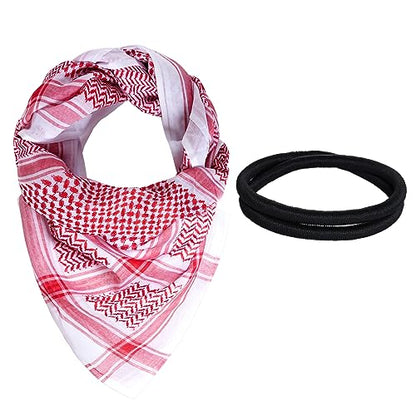 Jmkcoz Arab Shemagh Tactical Desert Keffiyeh Head Scarf Arabic Turban Neck Headwear Wrap Arab Muslim Costume for Men Women - color: Red