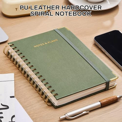 Ovesmusl Undated Daily Planner - 126 Days Hourly Schedule & To Do List - A5 PU Leather Hardcover Spiral Notebook planner with stickers, Metal Corner Protectors & Back Pocket for Work & School, Green - style: Green