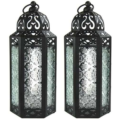 Vela Lanterns Decorative Indoor Moroccan Candle Holder, Clear, M, 2-Pack - color: Clear