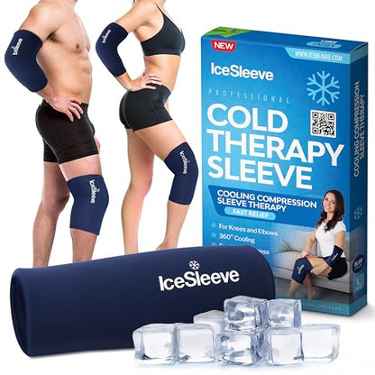 IceSleeve Elbow & Knee Ice Pack Wrap, Cold & Heat Therapy, Blue XL, 1 Pack | Reusable flexible gel ice pack for knee injuries, eases tennis elbow, golfers elbow, knee injuries, worn on skin or clothing