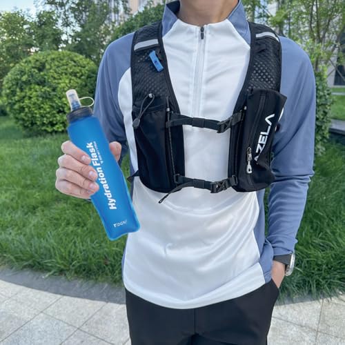 TRIWONDER Running Water Bottle Handheld Plastic Flask Hydration Vest Packs Waist Belt Replacement for Runners Marathon Cycling Hiking - color: 03 Soft Flasks - Blue - 250ml/8.45oz - 2 Packs