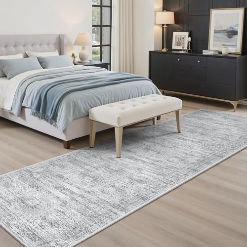 Soalmost Runner Rug 2x8 Washable Non-Slip Hallway Kitchen Runners Grey - color: Grey, size: 2' x 8' (Runner)