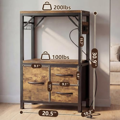 Heybly 5-10 Gallon Fish Tank Stand, Aquarium Stand with Drawer, Power Outlet, Heavy Duty Metal Frame, for Fish Tank, Turtle & Reptile Terrarium, 20.5" × 10.2" Top, 200lbs, Rustic Brown HAS002SSR-1 - color: Rustic Brown, size: 5-10 gal