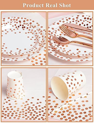 Nkaiso 141Pcs Rose Gold Paper Plates and Napkins Party Supplies for20 - color: Rose Gold