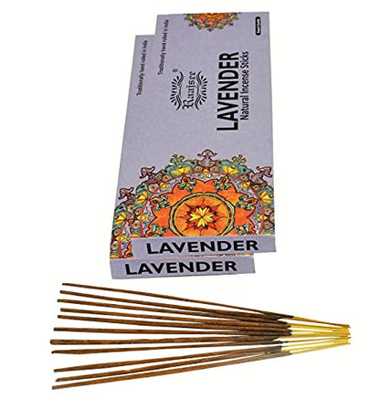 raajsee Lavender Incense Sticks 100 Gm Pack-100% Pure Organic Natural Hand Rolled Free from Chemicals-for Church,Aroma Therapy,Relaxation,Meditation,Positivity & Sensual Therapy - color: Lavender
