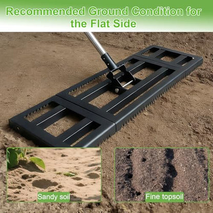Lawn Leveling Rake 30"X 10" for Soil, Gravel Leveling Rake Heavy Duty with Adjustable Long Handle, Garden Level Rake with Tines for Yard, Landscape, Leveling Sand, Grass, Dirt - size: 30"x10"
