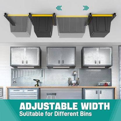 EVERHANGER Ceiling Storage Rack, Heavy Duty Overhead Garage Storage Rack, Adjustable Ceiling Bin Storage System, 4 Sets for 3 Bins, 26 Inch - style: For 3 Bins