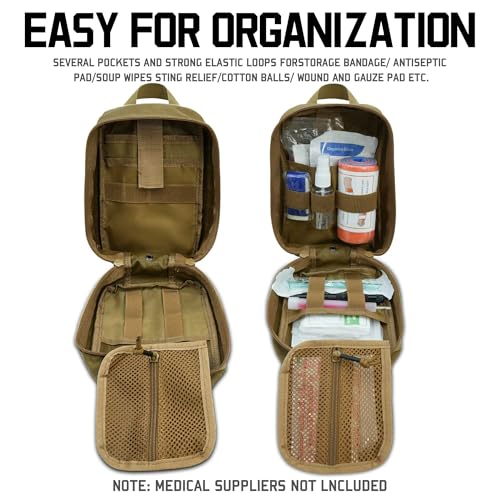 Molle Ifak Pouch, Rip Away Molle Tactical Medical Pouch, Empty First Aid Kit Bag for Duty Belt (1 Pack-TAN) - color: 1 Pack-tan