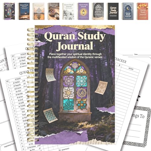 Premium Quran Study Journal - A5 Spiral Bound Islamic Reflection Notebook with 120 Pages 100gsm Thick Paper - Arabic & Translation Tracker for Daily Quranic Study, Memorization & Ramadan Gifts (Mystic Forest) - color: Mystic Forest
