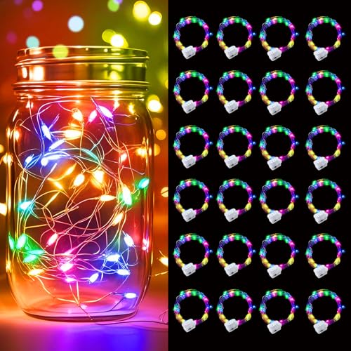 pozzolanas 24 Pack Multicolor Battery Operated String Lights - 7ft Waterproof Fairy Lights with 20 LEDs for Home, Mason Jar, Party, Wedding, Halloween, Christmas Decorations - color: Colorful, size: 24 Pack