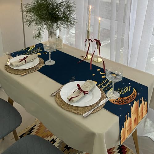 Table Runner (Blue and Gold) - color: Blue and Gold