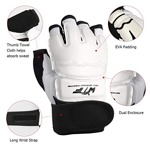 Punch Bag Training Gloves, LangRay MMA Grappling Gloves for Sparring Martial Arts Boxing Training for Adults and Kids - size: Large, style: Taekwondo White