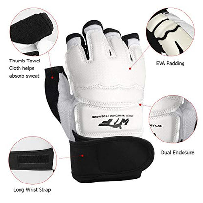 Punch Bag Training Gloves, LangRay MMA Grappling Gloves for Sparring Martial Arts Boxing Training for Adults and Kids - size: Large, style: Taekwondo White
