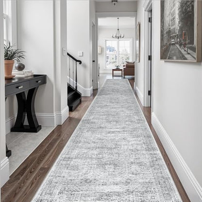 Soalmost Hallway Runner Rug 2'6" x 14' Washable Long Kitchen Rugs Grey - color: Grey, size: 2'6" x 14' (Runner)