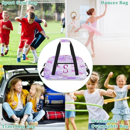Custom Dance Bag Girls, Duffel Bag Women, Purple Marble Texture | Personalized Name Gymnastics Barrel Ballet Sport Cheerleader Bag - color: Color 19