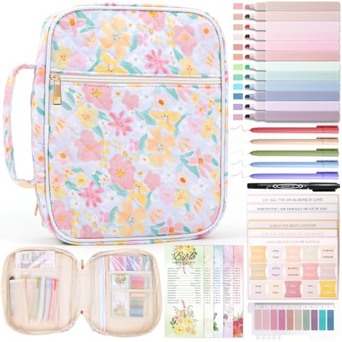 XKDOUS Bible Cover Case for Women Bible Bag Journaling Kit w/Study Supplies - color: Orange, size: Large