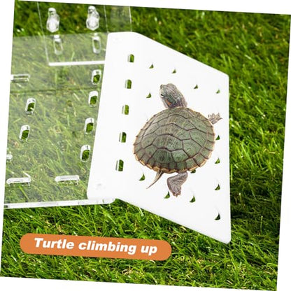 Hanging Reptile Basking Platform Acrylic Turtle Terrace for Aquatic Tanks Multi-Functional Climbing Shelf for Turtles and Reptiles Easy to Install Aquarium Decor