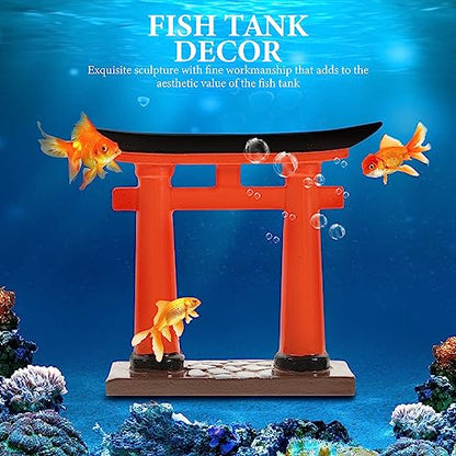 Japanese Torii Gate, Japanese Shinto Altar Shelf Mini Torii Gate Resin Miniature Shrine Japan Decor for Fish Tank Bridge Bonsai Micro Landscape Fairy Garden Decoration