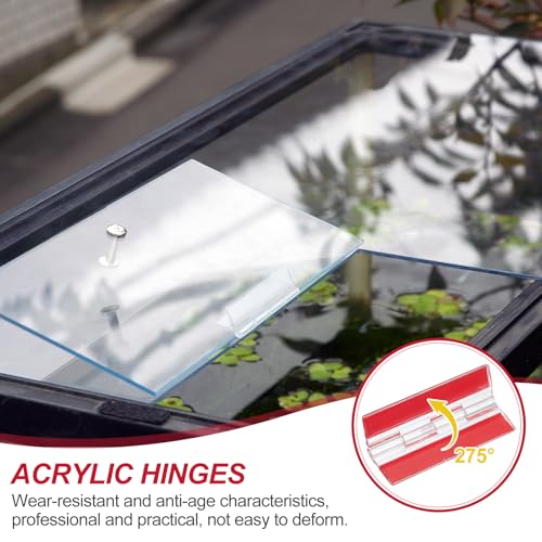 MECCANIXITY Small Acrylic Hinges Plastic Self-Adhesive Clear Hinge 65 x 40mm Continuous Piano Folding Hinges for Aquarium Lid Crafts Display Stand Pack of 2 Transparent - size: 65 x 40mm