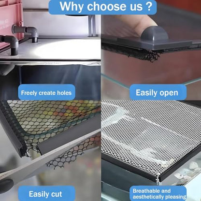 DIY Magnetic Aquarium Lid Fish Tank Hood Top Cover Anti-Jumping Net Cover Mesh to Protect Fish Jumping Out of Fish Tan