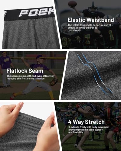 Youth Boys Baseball Cup Underwear Kids Football Compression Shorts with Soft Protective Athletic Cup Boxer Brief - color: Dark Grey+dark Grey, size: Small