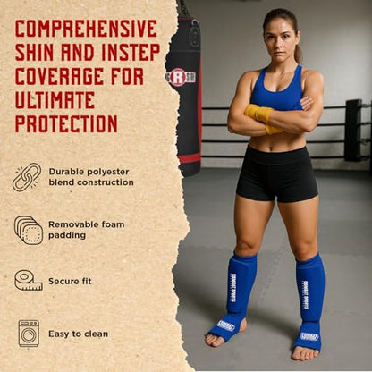 Combat Sports Washable Shin & Instep Guards - color: Gray, size: Large