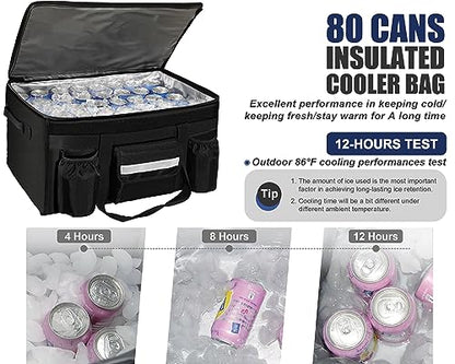 MyLifeUNIT Insulated Cooler Bag for Food & Pizza Delivery Bag Suitable for Car, Bike, Camping, Picnic, Beach, Large Size - size: 80 Cans
