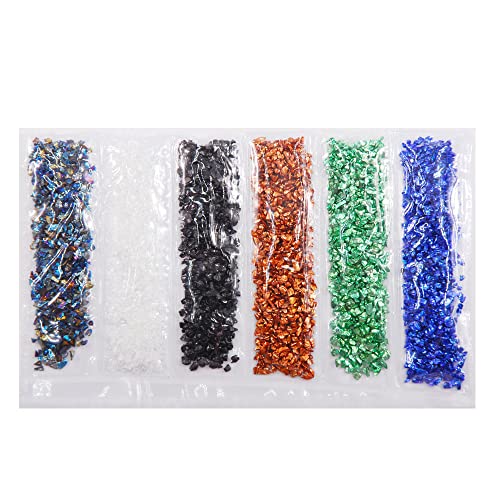 Nail 3D Crushed Stone Colorful Irregular Rock Crystal Glass DIY Piece Gemstones Nail Art Crafts Decoration - color: 6Grids Rock Stone03