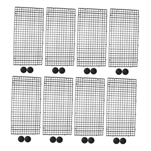 POPETPOP Aquarium Fish Tank Divider Grid Board with Suction Cups, Black 30x15cm, 8pcs Set for Aquarium Isolation and Fish Fry Separation in Home Or Breeding Tanks