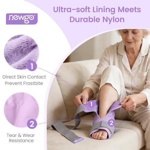 NEWGO Ice Pack Foot Ankle Ice Pack Wrap for Plantar Fasciitis, Foot Surgery Recovery, Hot Cold Therapy Ice Boot Foot for Bunions, Ankle Injury, Swelling, Burning Feet - Purple - color: Purple