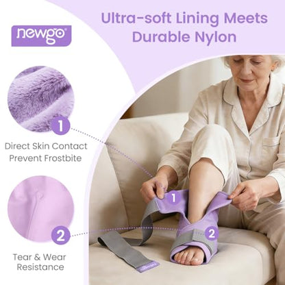 NEWGO Ice Pack Foot Ankle Ice Pack Wrap for Plantar Fasciitis, Foot Surgery Recovery, Hot Cold Therapy Ice Boot Foot for Bunions, Ankle Injury, Swelling, Burning Feet - Purple - color: Purple