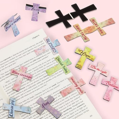 Magnetic Bookmarks - Tumwisk 24PCS Bible Bookmark Christian Bookmarks Cross Bookmark Book Magnets, Magnetic Cross Page Holders for Bibles Study, Religious Gifts for Teacher Students Book Lovers - color: Cross
