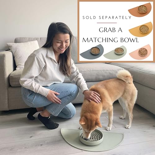 Waterproof Silicone Dog Food Mat – Medium Size Non-Slip Pet Bowl Mat, Raised Edge Design, Easy-to-Clean Pet Food Placemat for Dog & Cat Bowls, 21" Across x 10.5" Deep - Ocean Blue - color: Ocean Blue, size: Medium