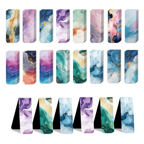 96 Pieces Magnetic Bookmarks Magnet Page Markers - Book Marks for Reading Women & Men with Storage Boxes - Cute Magnet Bookmark Clips for Reading Pleasure（Marble） - size: 96, style: Marble Style
