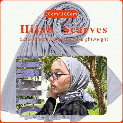 Nonbongoy Head Wraps for Black Women 71"x32" Long Soft Jersey Hijab Turban - color: 1- Light Grey Headwrap