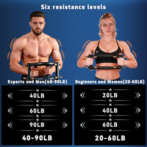 Twister Arm Trainer with Push-Up Grips, Adjustable Resistance (20-90LB), Unisex Chest Workout Equipment, Spring Resistance Exerciser for Muscle Building & Shaping - size: 40-90lbs