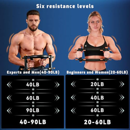 Twister Arm Trainer with Push-Up Grips, Adjustable Resistance (20-90LB), Unisex Chest Workout Equipment, Spring Resistance Exerciser for Muscle Building & Shaping - size: 20-60lbs
