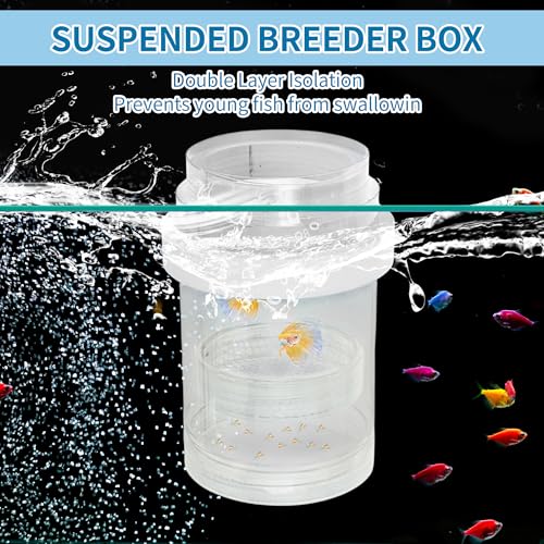 Suspensions Breeder Box, Floating Mesh Isolation Fish Tank Separator Set, Ideal for Aquatic Pets, Small, White, 1 Set